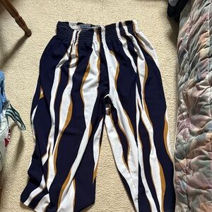 Navy, White & Mustard Striped  Lounge Pants